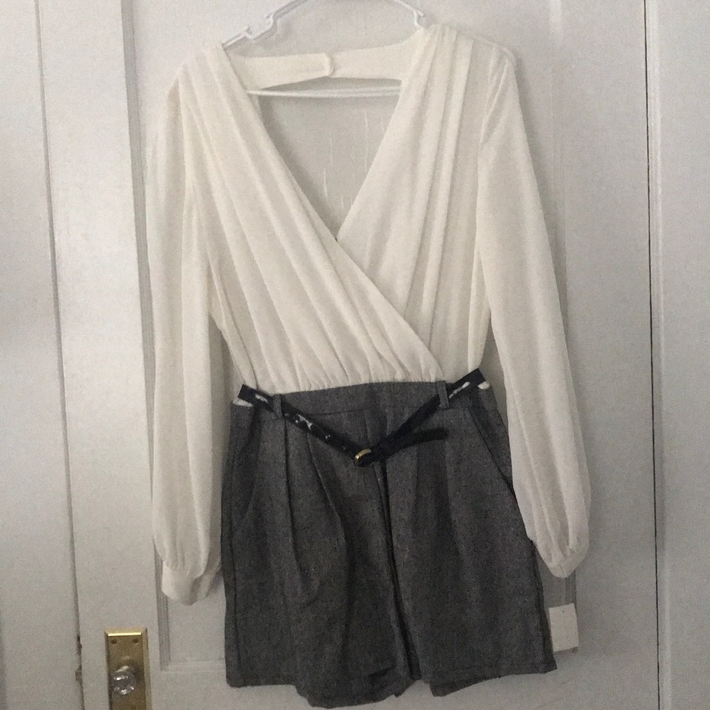 Stunning twill pant and chiffon blouse romper